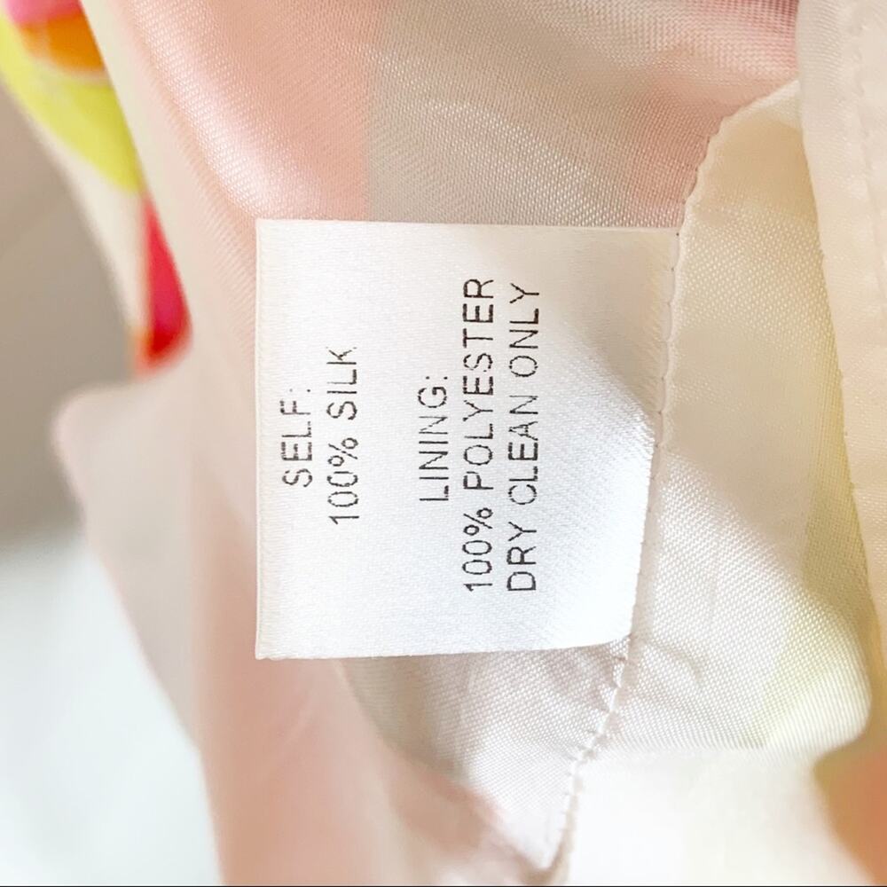 Britt Ryan Abstract Printed Silk Racerback Mini Dress Pink Yellow Small - Picture 10 of 10